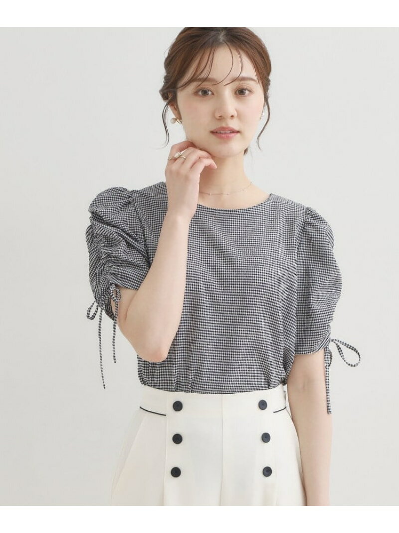 【SALE／4%OFF】【洗える】シャーリング チェックブラウス Couture Brooch クチュールブローチ トップス シャツ・ブラウス ブラウン イエロー ブラック【RBA_E】【送料無料】[Rakuten Fashion]