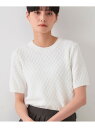 【SALE/30%OFF】柄編みハーフスリーブニット【洗濯機洗い可】 OPAQUE.CLIP オペークドットクリップ トップス ニット ネイビー ホワイト グレ...
