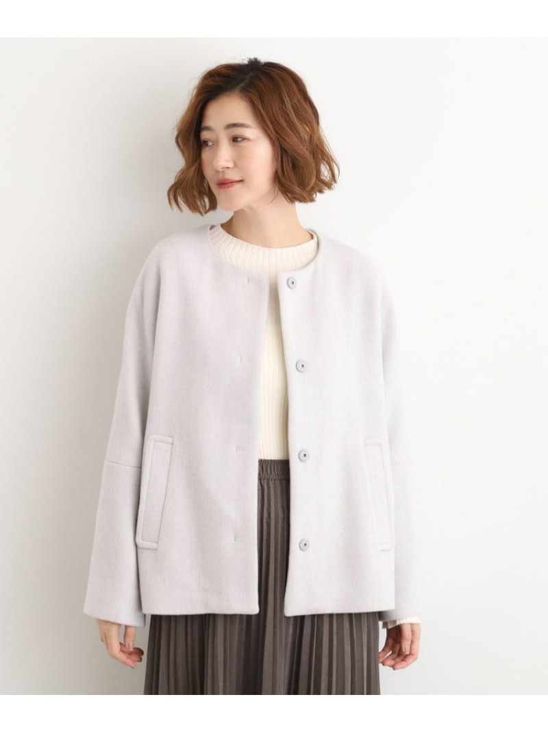 ウールブレンドモッサ ノーカラーショートコート grove グローブ ...(4)