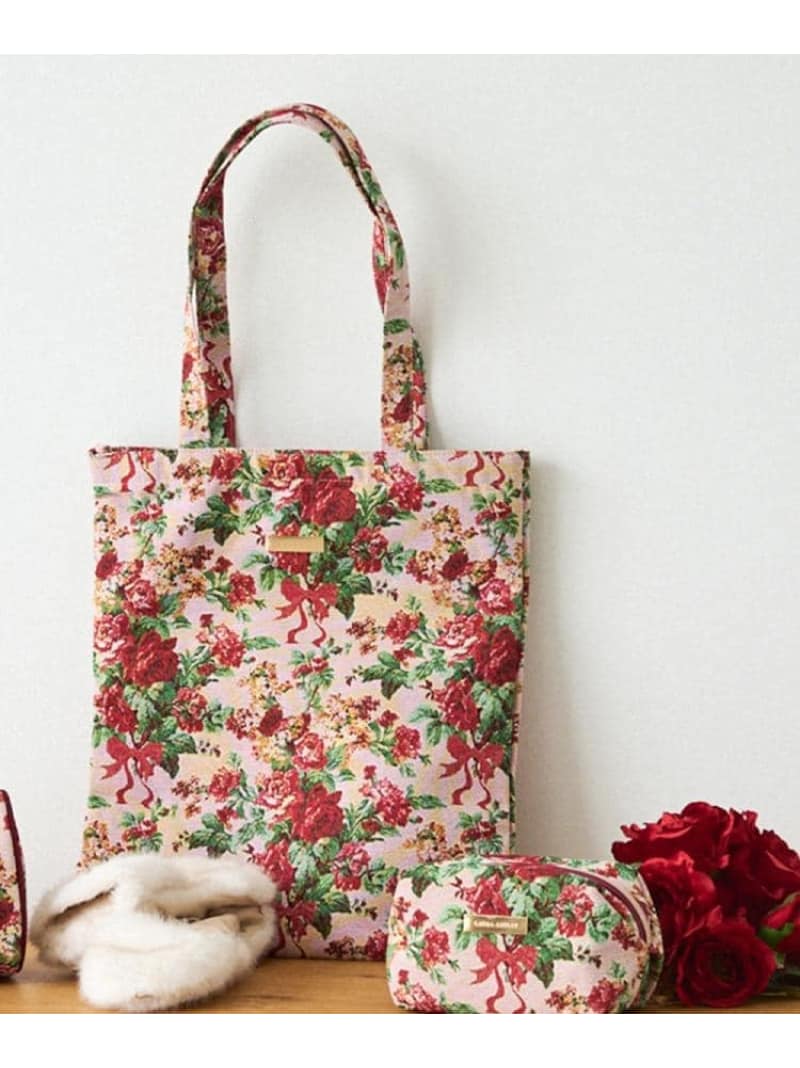 【A4サイズ/ジャカード/ギフトにおすすめ!】メアリーポート ブーケ柄 トートバッグ LAURA ASHLEY HOME ローラ アシュレイ バッグ トートバッグ レッド【送料無料】[Rakuten Fashion]