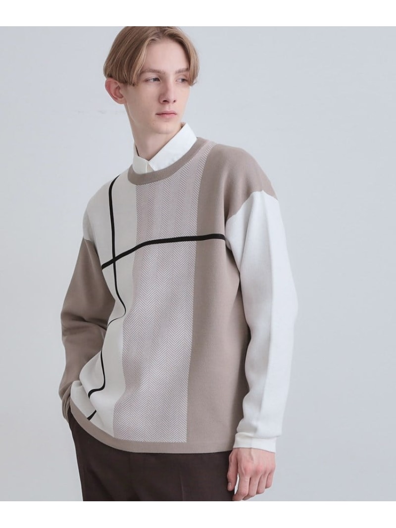 【洗える】クロスオーバーニット tk.TAKEO KIKUCHI ティーケータケオキクチ トップス ニット ホワイト ブルー ブラック ブラウン【先行予約】*【送料無料】[Rakuten Fashion]のサムネイル