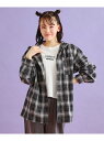 【SALE/50%OFF】【SETアイテム】チェックシャツパーカー+ロンT PINK-latte ピンク ラテ トップス シャツ・ブラウス ブラック【RBA_E...