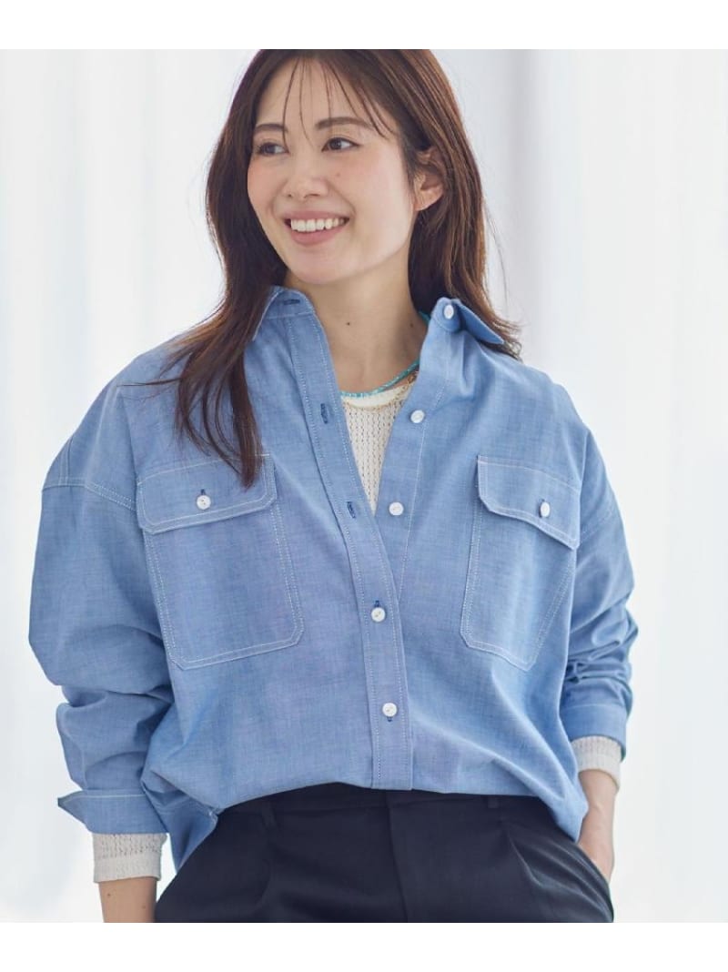 【SALE／55%OFF】【羽織にも◎】ダンガリーシャツ Reflect リフレクト トップス シャツ・ブラウス ホワイト ブルー【RBA_E】【送料無料】[Rakuten Fashion] worldonlinestore-10054284 WORLD ONLINE STORE楽天市場店 サンプル画像3