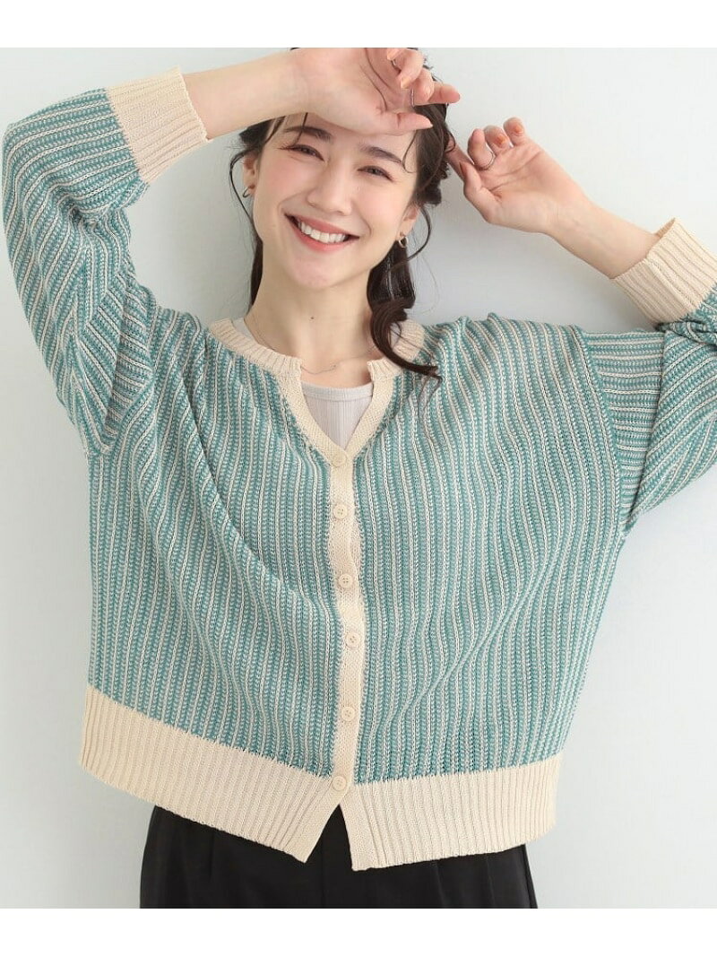 【SALE／45%OFF】【洗濯機可/S-LL】キーネックでお顔周りすっきり ざっくり編みカーディガン SHOO・LA・RUE シューラルー トップス カーディガン オレンジ ネイビー グリーン【RBA_E】[Rakuten Fashion] worldonlinestore-10055833 WORLD ONLINE STORE楽天市場店 サンプル画像2