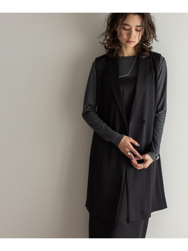 【SALE／50%OFF】【こなれSETUP/洗える/サテン】Iラインジレジャケット INDIVI インディヴィ トップス ベスト・ジレ ブラック カーキグリーン グレー【RBA_E】【送料無料】[Rakuten Fashion]のサムネイル