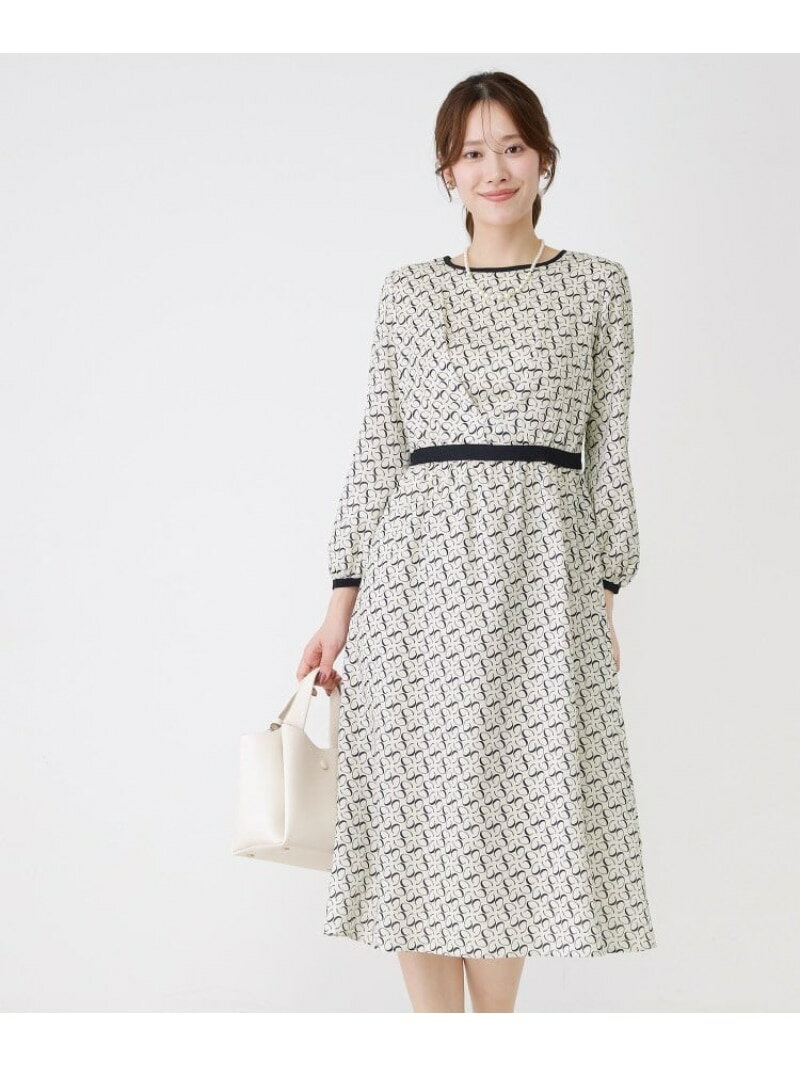Rakuten - 【SALE／30%OFF】【手洗い可】幾何柄プリントワンピース COUP DE CHANCE クード シャンス ワンピース・ドレス その他のワンピース・ドレス ネイビー ベージュ【RBA_E】【送料無料】[Rakuten Fashion]
