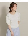 【SALE/30%OFF】【UV/洗える/アンチピリング/通勤】袖スリットレースニット ITS' DEMO イッツデモ トップス ニット ブルー ピンク ホワイ...