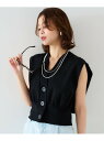 【SALE/55%OFF】【セットアップ可能】コンパクトニットベスト UNTITLED アンタイトル トップス ニット ベージュ ブラック【RBA_E】【送料無...