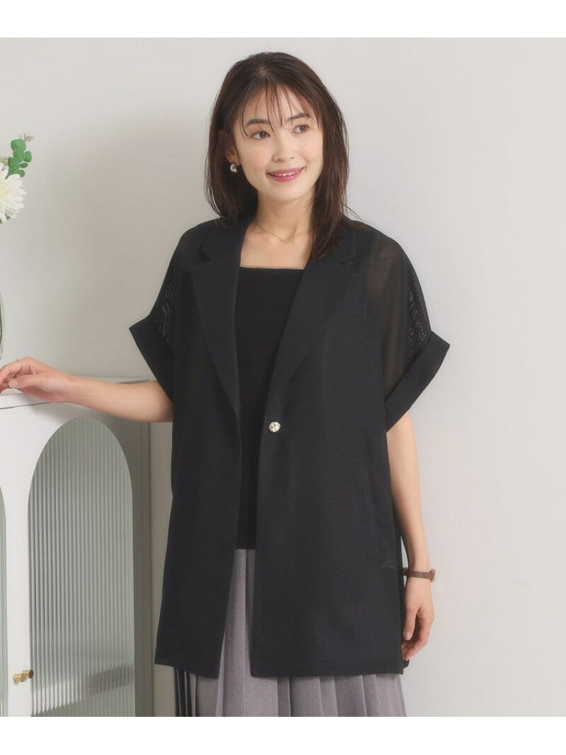 【SALE／20%OFF】【手洗い可】メッシュジャケット ITS' DEMO イッツデモ ジャケット・アウター テーラードジャケット・ブレザー ベージュ ブラック【RBA_E】【送料無料】[Rakuten Fashion]