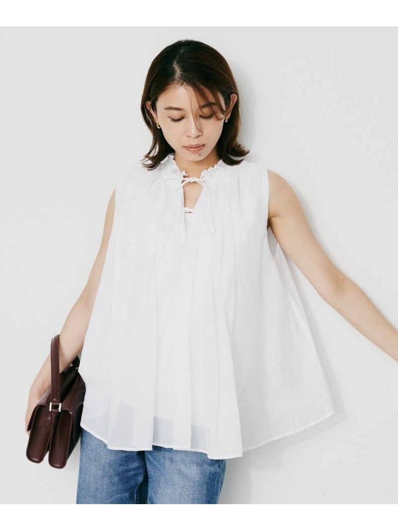 【MARILYN MOON】シアースターチドコットンギャザーブラウス UNTITLED アンタイトル トップス シャツ・ブラウス ブラック ホワイト【送料無料】[Rakuten Fashion]