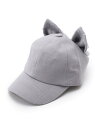 ネコ耳ドットチュールCAP SHOO・LA・RUE シューラルー 帽子 キャップ グレー パープル