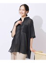 【SALE/20%OFF】【洗える】ふわり軽い ゆるシルエット前開きシャツ SHOO・LA・RUE シューラルー トップス シャツ・ブラウス ブラック ブルー ...