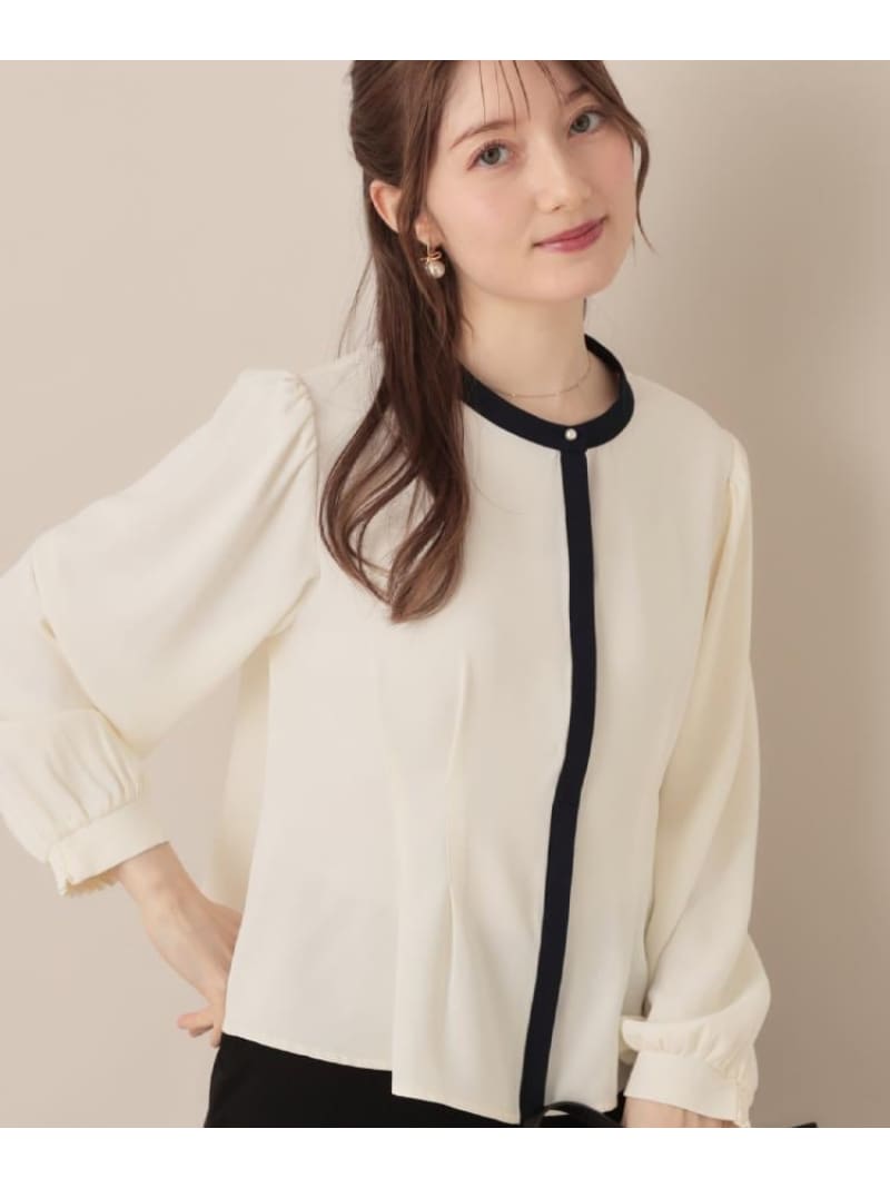 【SALE／5%OFF】配色羽織れるブラウス Couture Brooch クチュールブローチ トップス シャツ・ブラウス ホワイト ネイビー グレー【RBA_E】【先行予約】*【送料無料】[Rakuten Fashion]のサムネイル