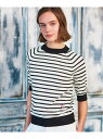 【SALE/20%OFF】【洗える】マルチボーダーハーフスリーブニット DRESSTERIOR ドレステリア トップス ニット ブラック グリーン ブラウン【R...