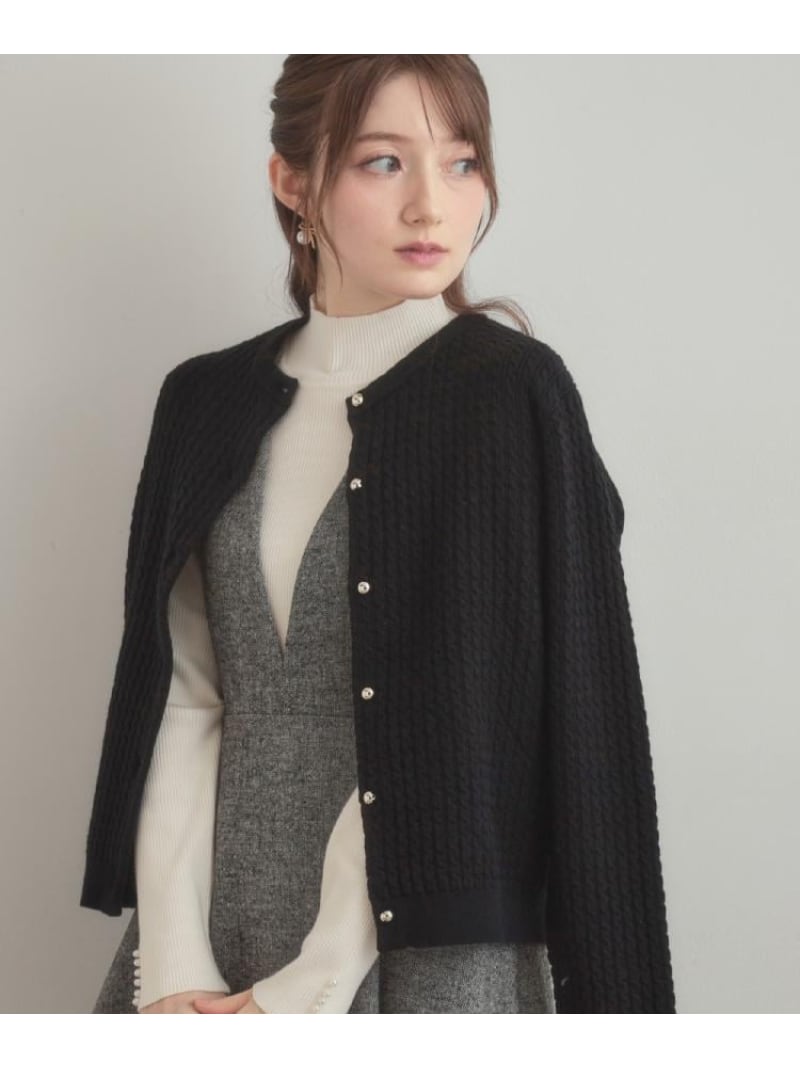 ケーブルカーディガン Couture Brooch クチュールブローチ トップス カーディガン グレー グリーン ブラック ワインレッド【先行予約】*【送料無料】[Rakuten Fashion]のサムネイル