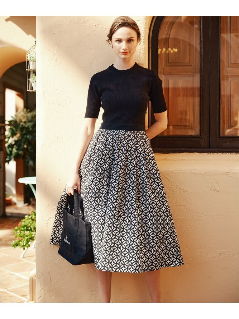 【着映え/洗える】オーバーラップサークルリブニットコンビドレス DRESSTERIOR ドレステリア ワンピー..