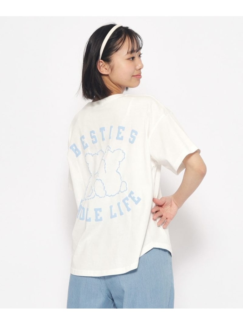 【接触冷感機能付き】クマちゃんプリントTシャツ PINK-latte ピンク ラテ トップス カットソー・Tシャツ ホワイト ベージュ ブルー[Rakuten Fashion]のサムネイル