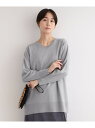 【SALE/60%OFF】【洗える/チュニック丈/ボーダー柄】スリットデザインVネックニット INDIVI インディヴィ トップス ニット グレー ホワイト ブ...