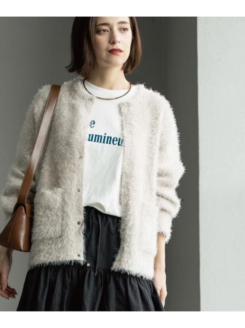 【SALE/10%OFF】シャギーミドルカーディガン【洗濯機OK】《6col》 OPAQUE.CLIP オペークドットクリップ トップス カーディガン ブラック...