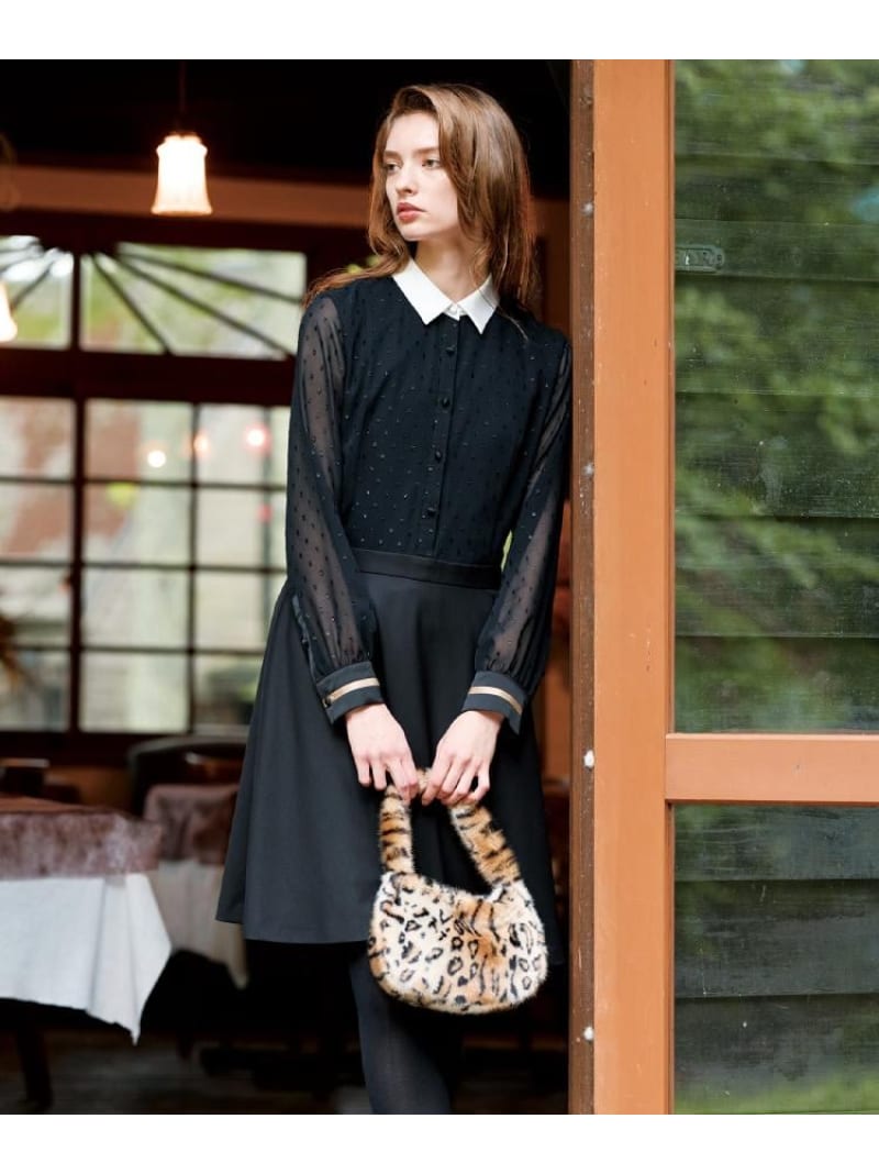 【SALE／10%OFF】【洗える/きれいめ】フィルムドットクレリックワンピース DRESSTERIOR ドレステリア ワンピース・ドレス その他のワン..