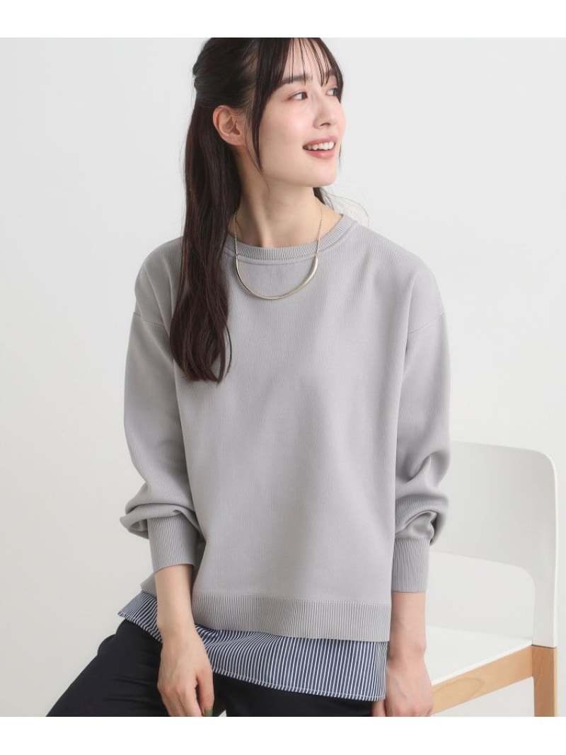 【S-LL/洗える】一枚で簡単こなれ見え スポンディッシュ 裾レイヤード風ニット SHOO・LA・RUE シューラルー トップス ニット パープル ブルー オレンジ ブラック グレー[Rakuten Fashion]のサムネイル