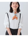 【洗える/吸水速乾/UVケア】ねじりデザイン袖カットソー INDIVI インディヴィ トップス カットソー・Tシャツ ネイビー ホワイト ブラック ベージュ【送...