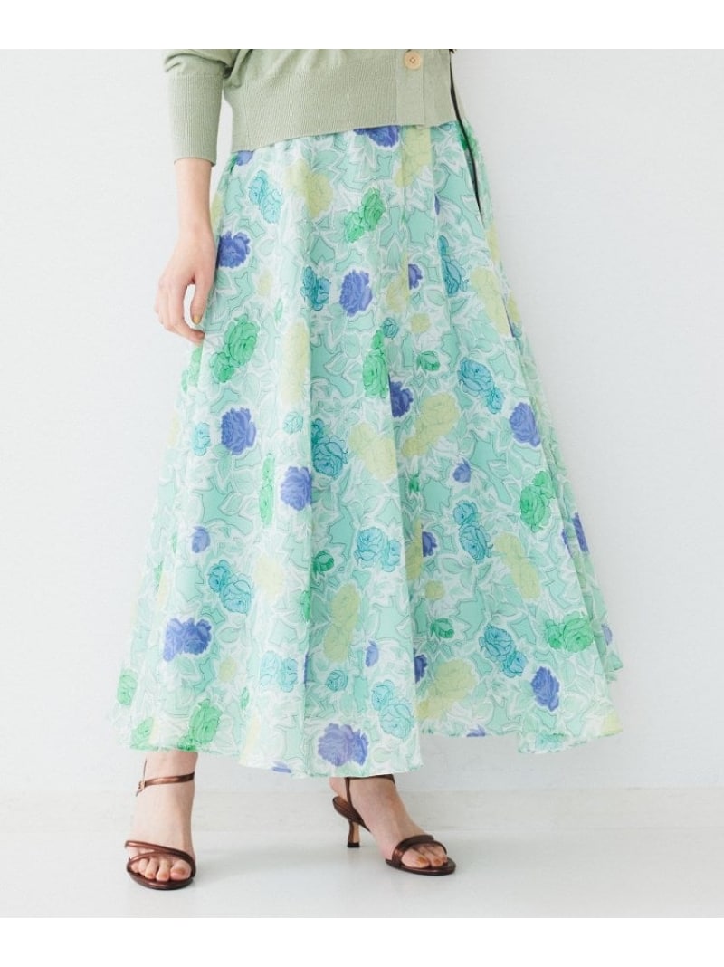 【SALE／68%OFF】【セットアップ可能】オールドフラワー プリントスカート UNTITLED アンタイトル スカート ロング・マキシスカート ベージュ グリーン【RBA_E】【送料無料】[Rakuten Fashion]