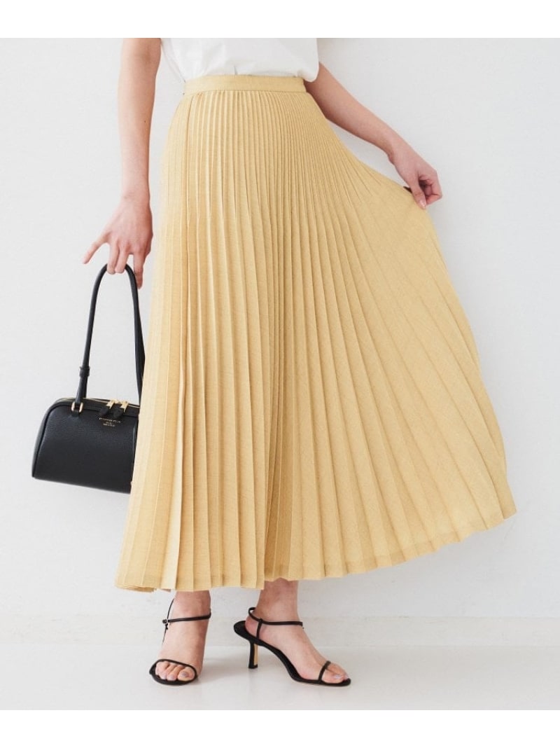 【SALE／73%OFF】【セットアップ可能】セミフレアプリーツスカート UNTITLED アンタイトル スカート ロング・マキシスカート イエロー ベージュ【RBA_E】【送料無料】[Rakuten Fashion]
