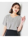 【SALE/20%OFF】【通勤/二の腕カバー】ジオメトリック柄 Vネックブラウス UNTITLED アンタイトル トップス シャツ・ブラウス ブルー ピンク【...