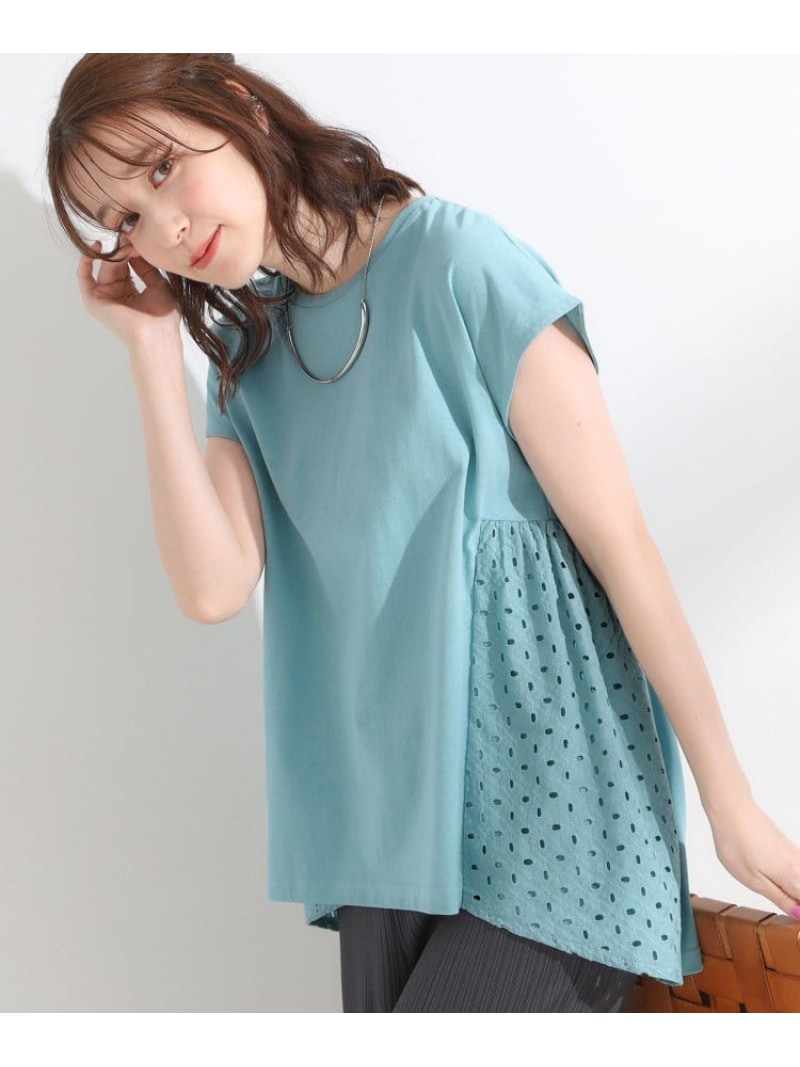 【SALE／50%OFF】【S-LL/体型カバー】インせずサマ見え レース使いAライントップス SHOO・LA・RUE シューラルー トップス カットソー・Tシャツ グリーン ブラウン ネイビー【RBA_E】[Rakuten Fashion]