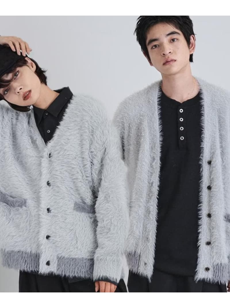 【SALE／20%OFF】【WEB限定】バイカラーフェザーニットカーディガン tk.TAKEO KIKUCHI ティーケータケオキクチ トップス カーディガン ブルー グリーン ブラック【RBA_E】【送料無料】[Rakuten Fashion]のサムネイル