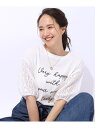 【SALE/50%OFF】【晩夏まで活躍/5分袖】お袖レース ロゴプリントトップス SHOO・LA・RUE シューラルー トップス カットソー・Tシャツ ブラッ...