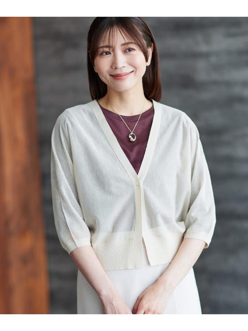 【SALE／50%OFF】【手洗い可】ボレロ風シアーカーディガン Reflect リフレクト トップス カーディガン グレー ピンク ブルー【RBA_E】【送料無料】[Rakuten Fashion](4)