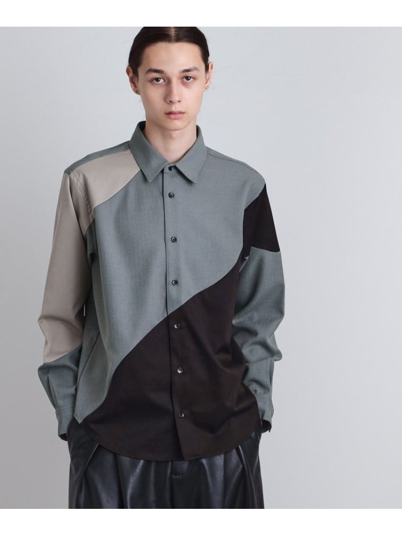 【SALE／10%OFF】ヘリンボーンカーブスイッチシャツ tk.TAKEO KIKUCHI ティーケータケオキクチ トップス シャツ・ブラウス ブラック ブラウン【RBA_E】【送料無料】[Rakuten Fashion]のサムネイル