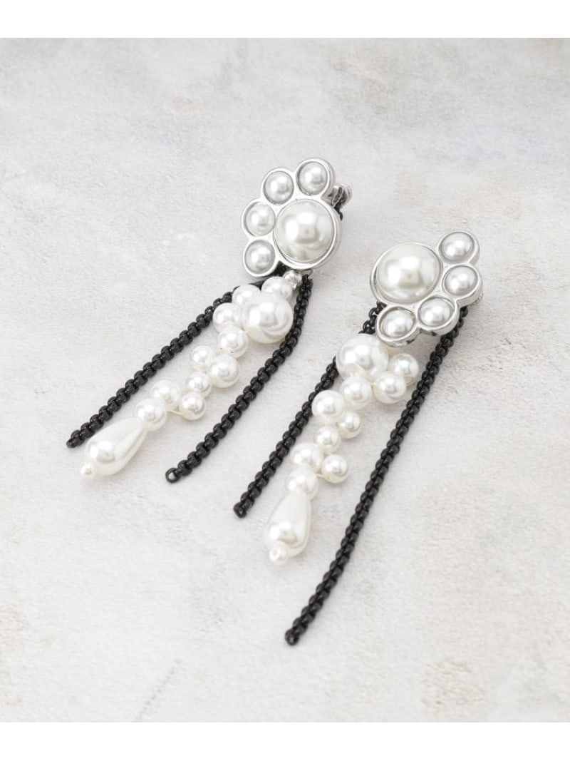 【SALE／40%OFF】ビジューロングイヤリング THE SHOP TK ザ ショップ ティーケー アクセサリー・腕時計 イヤリング・イヤーカフ ブラック シルバー【RBA_E】[Rakuten Fashion]