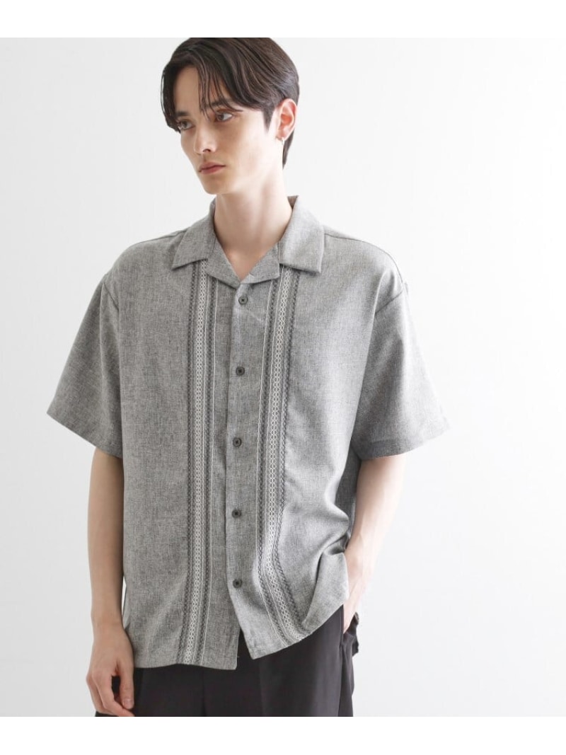 【SALE／55%OFF】コード刺繍シャツ tk.TAKEO KIKUCHI ティーケータケオキクチ トップス シャツ・ブラウス グレー ネイビー【RBA_E】【送料無料】[Rakuten Fashion]のサムネイル