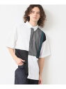 【SALE/37%OFF】【洗える】ブロック切替ハーフスリーブシャツ Dessin デッサン トップス シャツ・ブラウス ホワイト ブラック【RBA_E】[Ra...