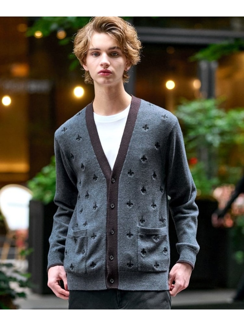 【SALE／10%OFF】エンブロイダリー ニットカーディガン DRESSTERIOR ドレステリア トップス カーディガン ネイビー グレー【RBA_E】【送料無料】[Rakuten Fashion]のサムネイル