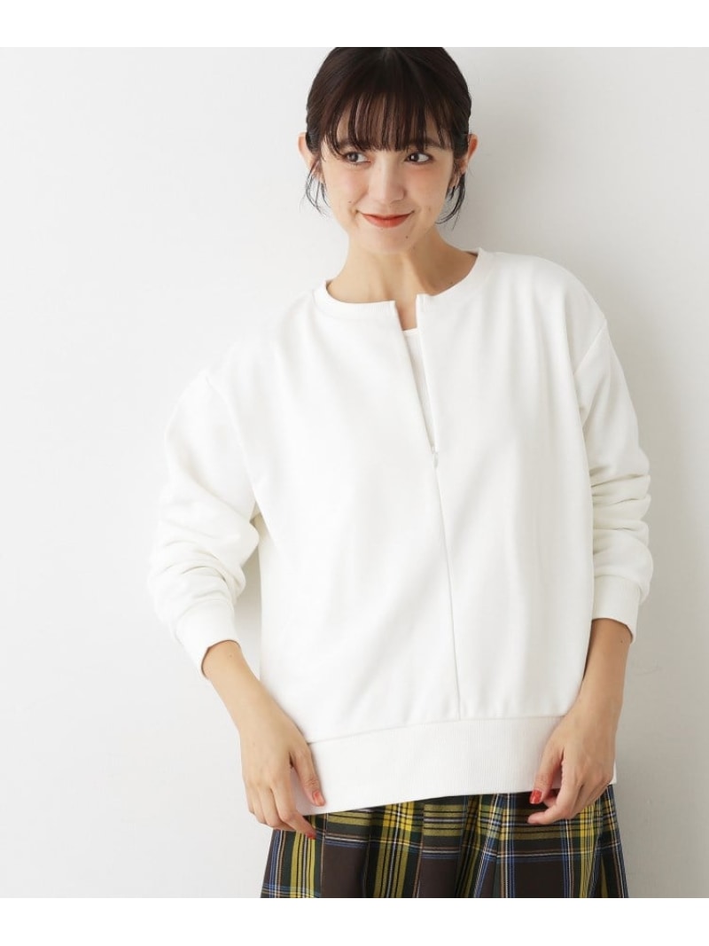 【洗える】ハーフジップ裏毛 Dessin デッサン トップス スウェット・トレーナー グレー カーキグリーン ホワイト【送料無料】[Rakuten Fashion]のサムネイル