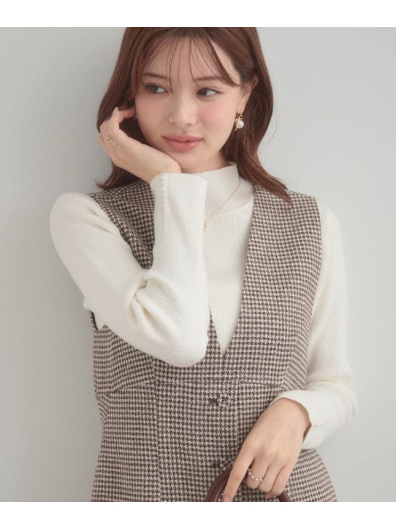 【多機能・フェミニン】パール調リブニット Couture Brooch クチュールブローチ トップス ニット ブラック レッド ホワイト グレー ブルー【送料無料】[Rakuten Fashion]のサムネイル