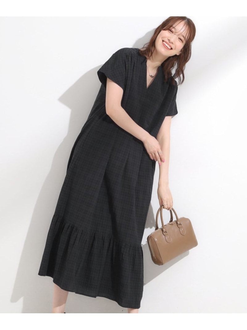 【S-LL】ラフに着られる ティアードワンピース SHOO・LA・RUE シューラルー ワンピース・ドレス その他のワンピース・ドレス ブラック ブラウン【送料無料】[Rakuten Fashion]のサムネイル