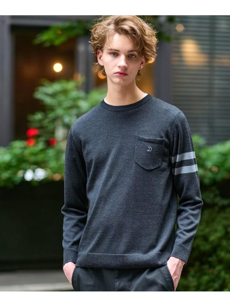 【SALE／5%OFF】ウォッシャブルファインメリノ クルーネックニット DRESSTERIOR ドレステリア トップス ニット グレー ブラック レッド【RBA_E】【送料無料】[Rakuten Fashion]のサムネイル