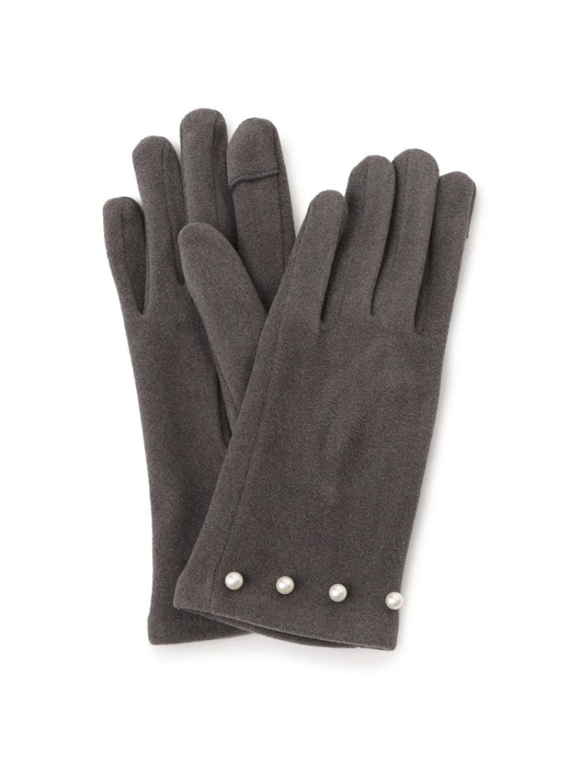【SALE／10%OFF】フェイクパール5指グローブ SHOO・LA・RUE シューラルー ファッション雑貨 手袋 グレ..