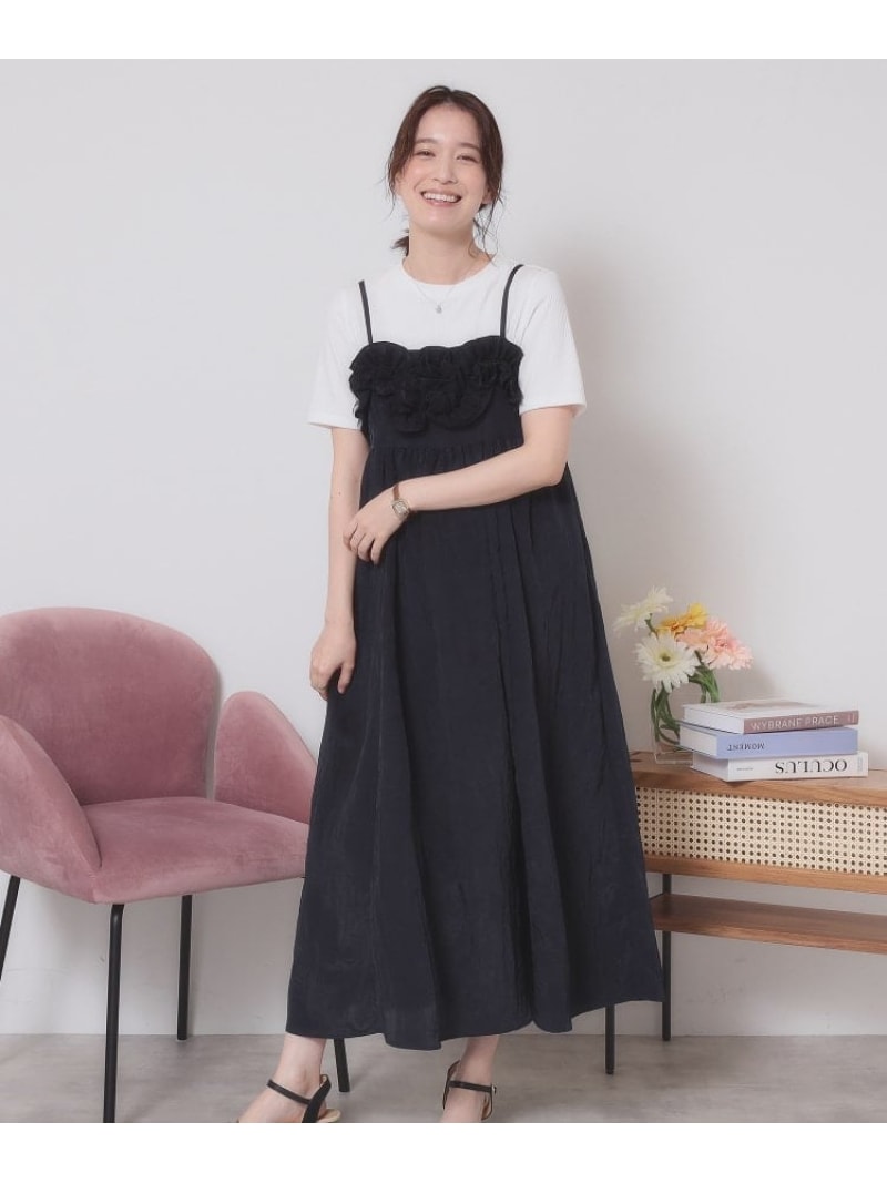 【SALE／30%OFF】【手洗い可】ワッシャーサテンキャミワンピース ITS' DEMO イッツデモ ワンピース・ドレス ワンピース カーキグリーン ブラック【RBA_E】【送料無料】[Rakuten Fashion]