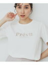 スパンコール刺繍ロゴTシャツ【洗濯機洗い可/接触冷感/UVケア】 index インデックス トップス カットソー・Tシャツ ホワイト グレー グリーン[Raku...