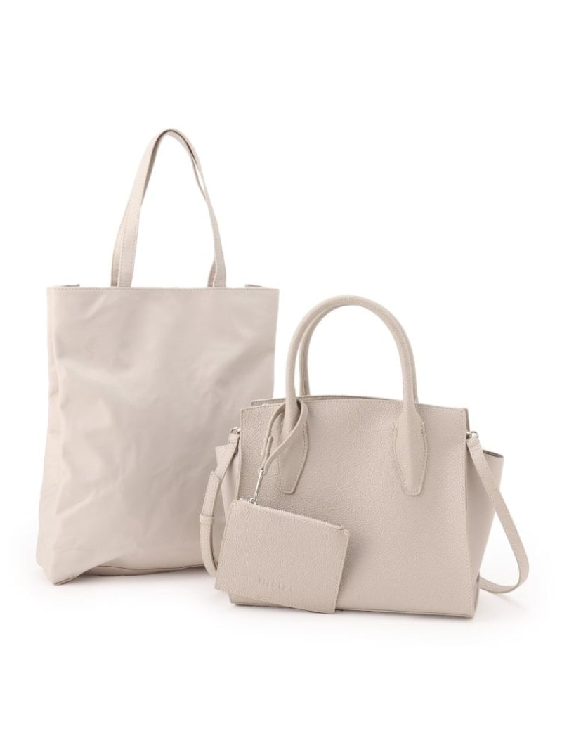 ◆【合皮/マルチWAY/サブバッグ付】ミニショルダーバッグ INDIVI インディヴィ バッグ ショルダーバッグ グレー ネイビー ベージュ ブラック【送料無料】[Rakuten Fashion]