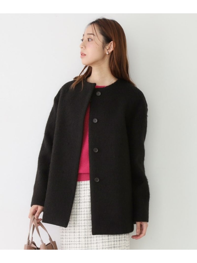 【日本製/モヘヤ混/ヒップ丈】ノーカラーコート COUP DE CHANCE クード シャンス ジャケット・アウター その他のジャケット・アウター ブルー ブラック グレー【先行予約】*【送料無料】[Rakuten Fashion]のサムネイル