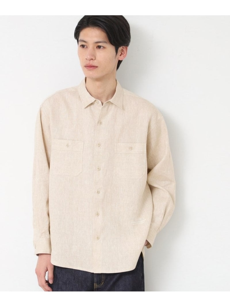 【SALE/52%OFF】【ユニセックス】リネンシャツ Dessin デッサン トップス シャツ・ブラウス ネイビー ベージュ【RBA_E】【送料無料】[Rak...