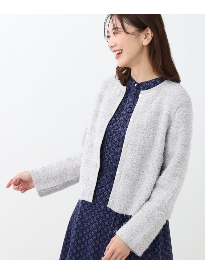 【手洗い可】ジャカード編みカーディガン Reflect リフレクト トップス カーディガン グレー ブラック【先行予約】*【送料無料】[Rakuten Fashion]のサムネイル