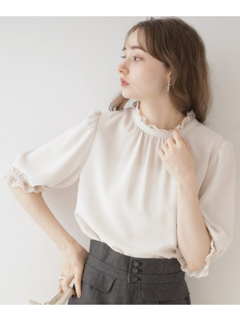 【SALE／30%OFF】【上品華やか/二の腕カバー】5分袖エンブロレースブラウス Couture Brooch クチュールブローチ トップス シャツ・ブラウス ホワイト ブラック グレー【RBA_E】[Rakuten Fashion]のサムネイル